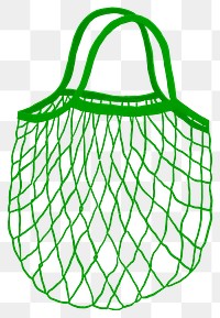 Green mesh grocery bag png sticker, transparent background