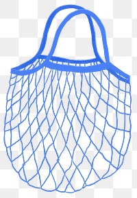 Blue mesh grocery bag png sticker, transparent background