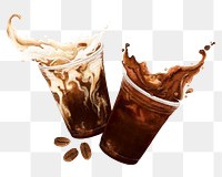 Iced coffee splash png sticker, transparent background