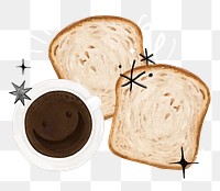 Toast & coffee png, breakfast food, transparent background