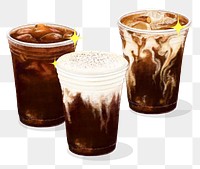 Iced coffee png sticker, transparent background
