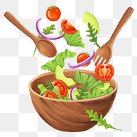 Salad bowl png illustration, healthy food, transparent background
