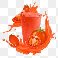 Tomato juice splash png sticker, transparent background