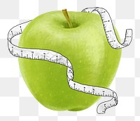 Apple tape measure png sticker, healthy food, transparent background