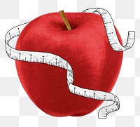 Apple tape measure png sticker, healthy food, transparent background