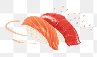 Japanese salmon sushi png food sticker, transparent background