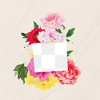 Note paper png frame, flower bouquet collage, transparent design