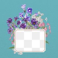 Aesthetic purple flower png frame, paper collage, transparent design