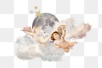 Aesthetic flying png cupids, vintage collage art, transparent background. Remixed by rawpixel.