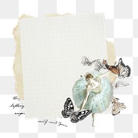 Aesthetic ballerina png  butterfly, note paper, vintage collage art, transparent background. Remixed by rawpixel.