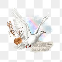 Vintage flying dove png, floral aesthetic, transparent background. Remixed by rawpixel.