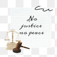 No justice, no peace png word, collage art on transparent background. Remixed by rawpixel.