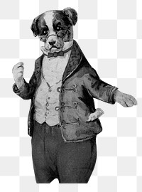 Vintage dog png wearing suit, animal illustration, transparent background. Remixed by rawpixel.
