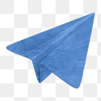 Blue paper plane png sticker, transparent background