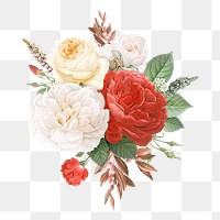 Vintage colorful flowers png element, transparent background