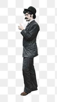 Vintage businessman png in top hat illustration, transparent background. Remixed by rawpixel.