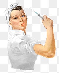 Nurse holding needle png element, transparent background. Remixed by rawpixel.