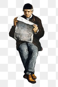 Cezanne&rsquo;s Father png, post-impressionist portrait painting, transparent background. Remixed by rawpixel.