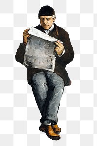 Cezanne’s Father png, post-impressionist portrait painting, transparent background. Remixed by rawpixel.