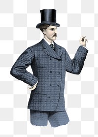 Victorian businessman png with top hat, transparent background. Remixed by rawpixel.