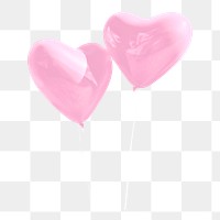 Pink heart balloons png element, transparent background