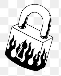 Png fire padlock  illustration, transparent background