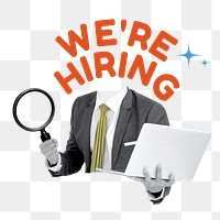 We're hiring word png sticker, jobs head businessman remix on transparent background