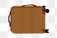 Brown luggage png element, travel collage element on transparent background