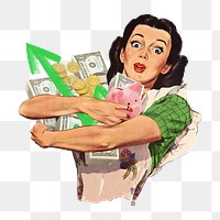 PNG Growth Investing, woman invest in stocks illustration transparent background