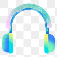 Blue gradient headphones png, transparent background