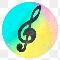 Musical note badge png, transparent background