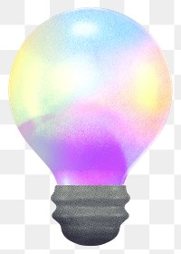 PNG gradient holographic light bulb, transparent background