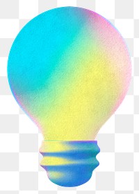 PNG gradient holographic light bulb, transparent background