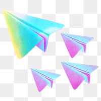 Paper planes png gradient, transparent background