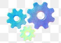 Gradient cogwheel png collage remix, transparent background