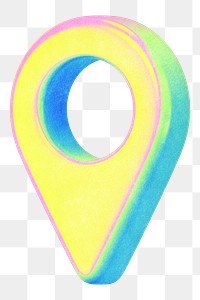 Holographic location pin icon png, transparent background