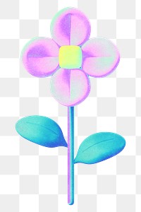 Pink flower png gradient holographic, transparent background