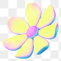 Yellow flower png gradient holographic, transparent background