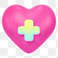 Gradient pink heart png healthcare collage remix, transparent background