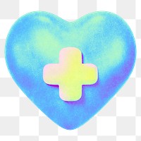 Gradient blue heart png healthcare collage remix, transparent background