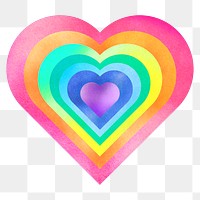 Rainbow pride heart png, transparent background