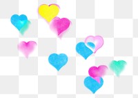 Gradient hearts png love collage remix, transparent background