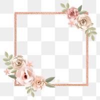 Flower frame png element, transparent background