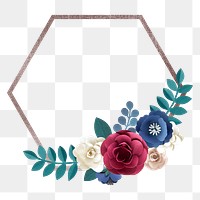 Flower frame png element, transparent background