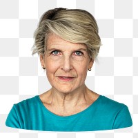 Senior woman png element, transparent background