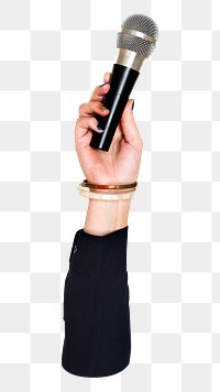 Microphone png in hand, transparent background