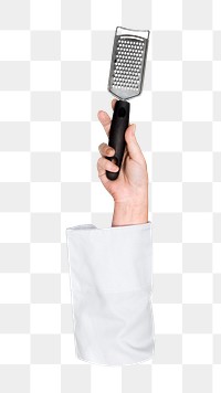 Microplane png in hand on transparent background