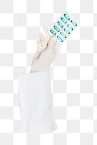 Vitamin tablets png in hand on transparent background