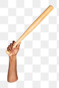 Baseball bat png in hand, transparent background