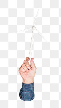 Wind power png in hand, transparent background